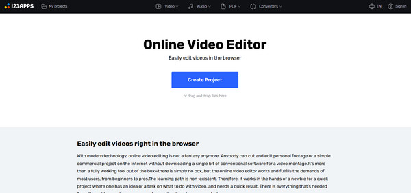 123 aplikacje Edytor wideo online bez znaku wodnego