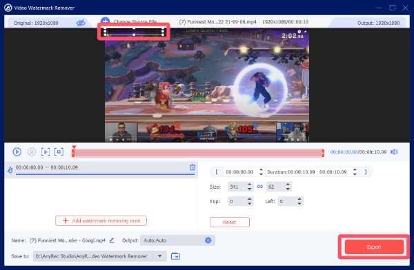 Exportați videoclipul Anyrec