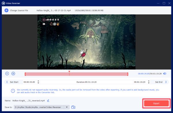 Video inverso Snapchat AnyRec