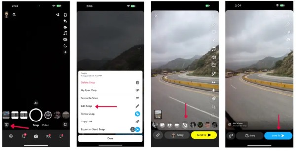 Video Snapchat al contrario