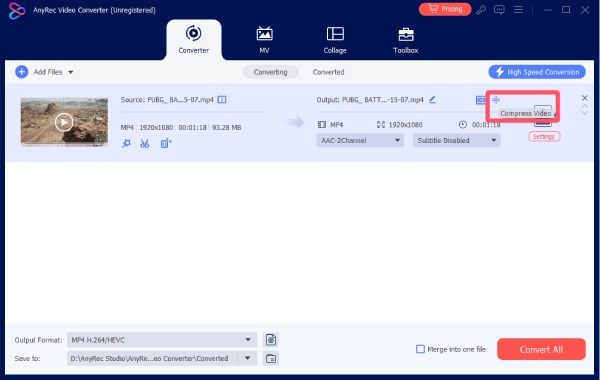 Komprimer video AnyRec Video Converter