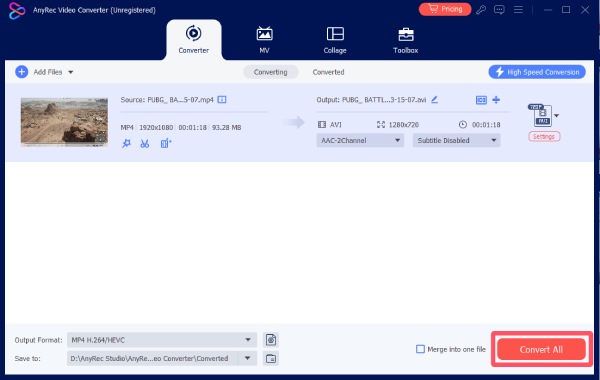 Format Krymp video AnyRec Video Converter