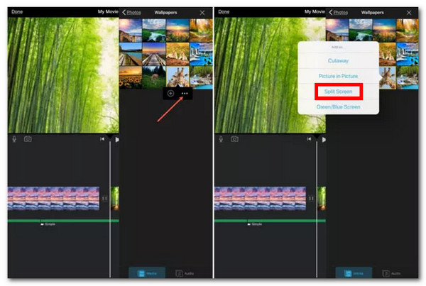 iMovie iPhone Pantalla dividida