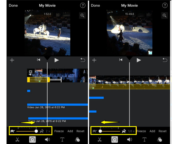 Tăng tốc/giảm tốc video trên iPhone/iPad trong iMovie