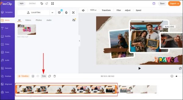 Obrežite video online besplatno FlexClip