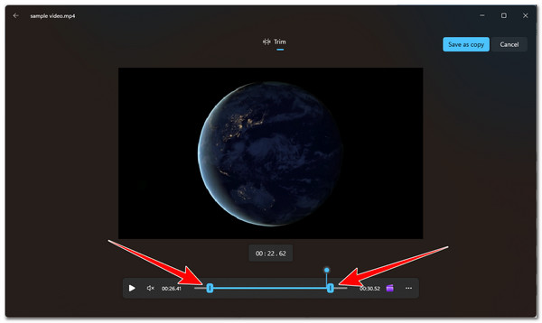 स्टार्ट एंड स्लाइडर्स को ड्रैग करें