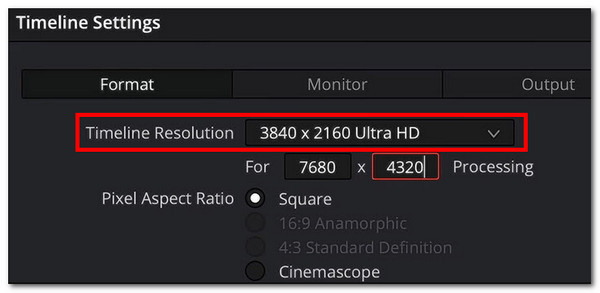 DaVinci szett 4K felbontás