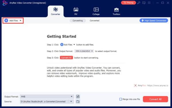 إضافة ملفات AnyRec
