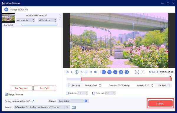 قص الفيديو باستخدام AnyRec