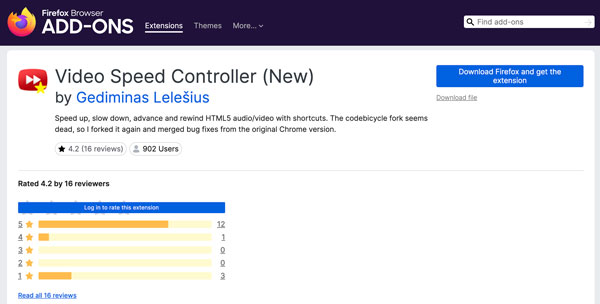 Firefox Video Speed Controller