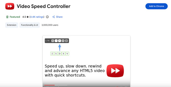 Estensione di Chrome per il controllo della velocità video.
