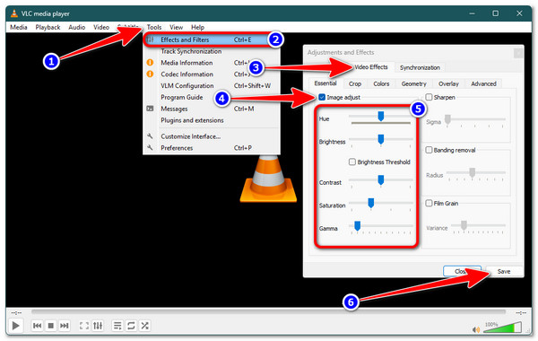 VLC 调整视频效果