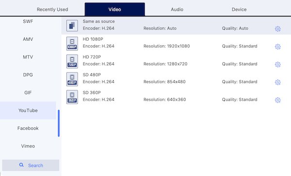 Compatibele formaten voor YouTube