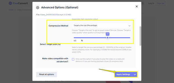 FreeConvert Compress YouTube Video Size