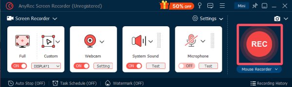 Opptak med webkamera Anyrec