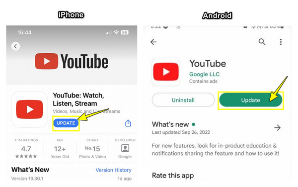 Aktualizujte aplikaci YouTube