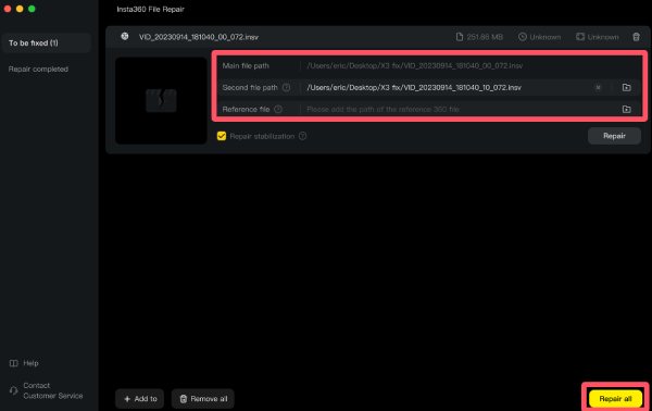 Legg til referanse Insta360
