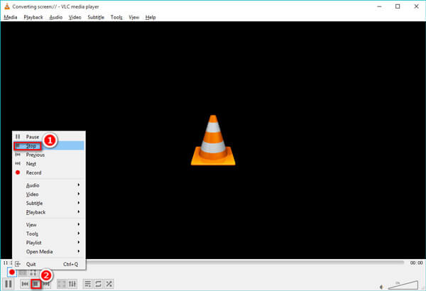 หยุดการบันทึกหน้าจอ VLC