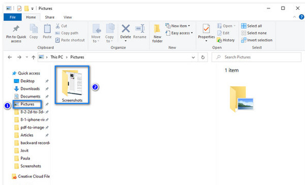Immagini della posizione dello screenshot di Windows