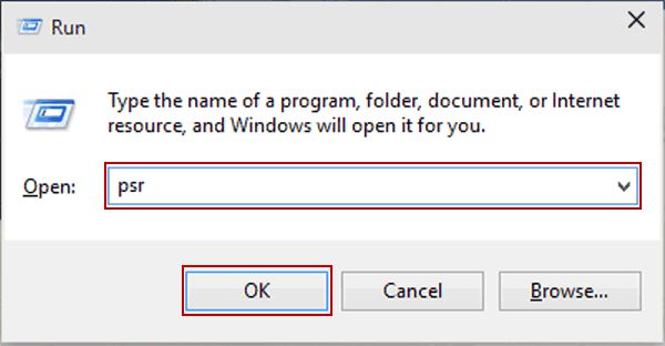 Open Windows Steps Recorder by Run